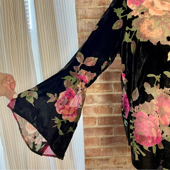 Y2K Oversized Velvet and Mesh Floral Blouse/Top -Size M -TP03 - Picture 3 of 8